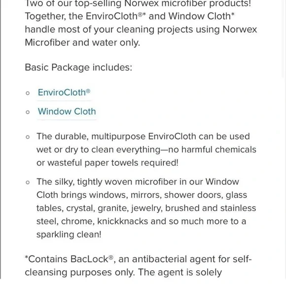 Norwex Basic Package, EnviroCloth & Window Cloth Set, Graphite & Amethyst NIP - Picture 2 of 5